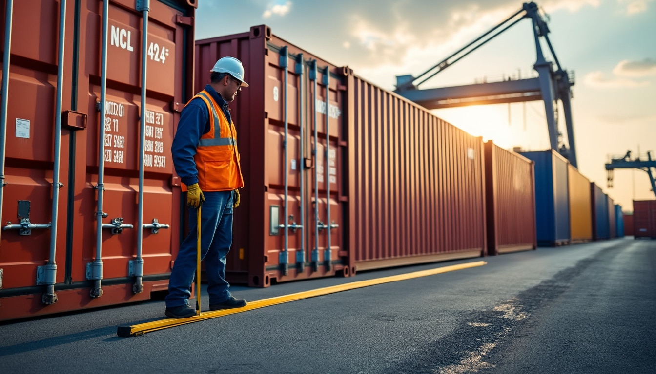 Illustration: Comprendre les dimensions et la surface au sol des containers maritimes